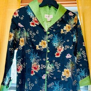 Keke collection Vintage Asian floral embroidered silk jacket blazer